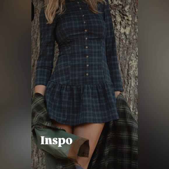 J. Crew Plaid Teal and Black Holiday Dress Size M - Picture 6 of 6